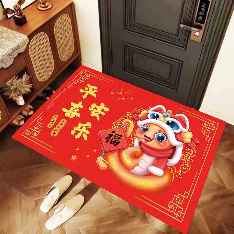 东帝汶地蛇门口家用防滑脚垫吸水硅藻年喜庆泥浴室速干迎新垫红色