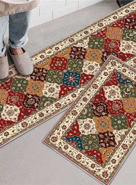 耐脏入户门家用厨房脚垫波斯垫复古耐磨玄关地垫两件套地垫亚马逊