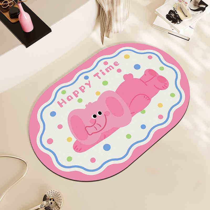 Fnac家用垫卡通脚垫小象卫生间耐磨吸水泥地打理硅藻地垫萌趣速干