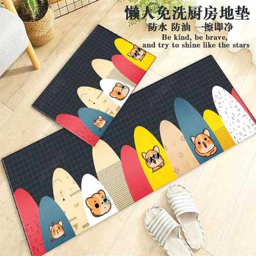 Cdiscount轻奢风免洗长条皮革防滑垫厨房脚垫吧台家用可擦耐脏地