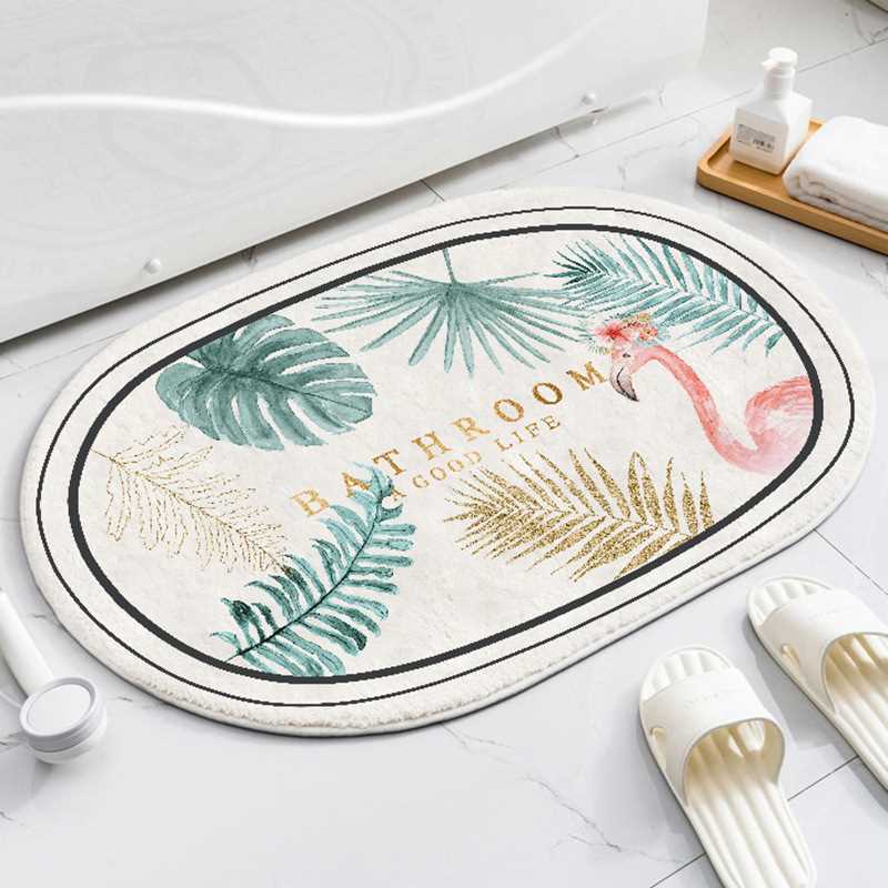 意大利地垫北欧浴室卡通脚垫进门垫防滑垫吸水跨境地毯卫生间椭圆