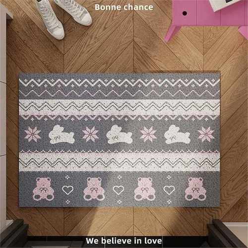 Qoo10脚垫玄关防滑风耐脏丝圈费尔岛入户毯地垫大门口免洗丝圈地