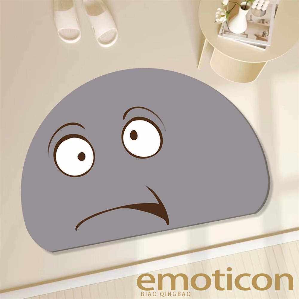 Game硅藻耐脏纯色家用防橡胶垫厕所卡通门口泥地半圆垫搞怪表情吸