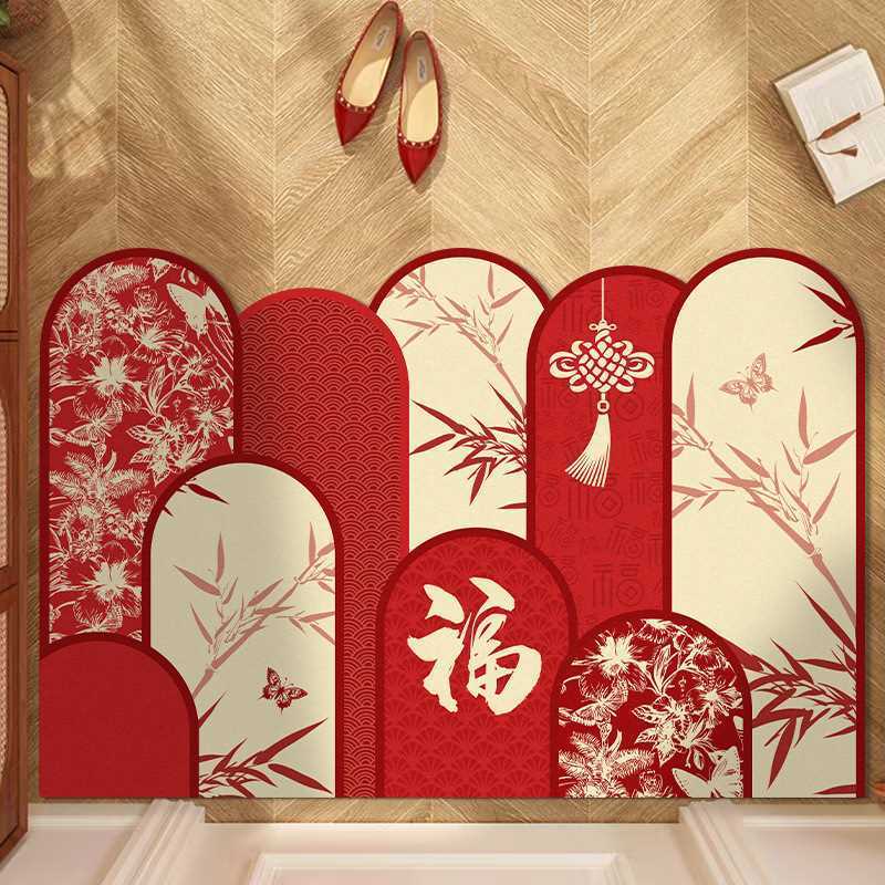 德国垫硅藻防滑垫脚踏红色入户门垫中式泥地换鞋春节地垫新耐磨耐