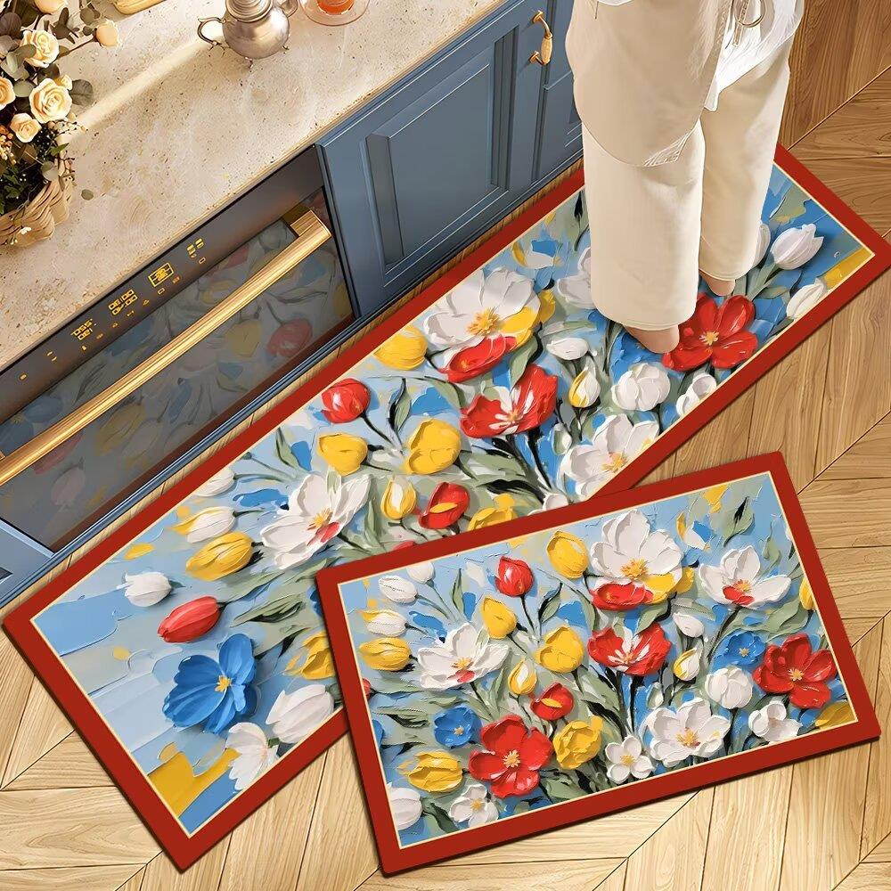 卢森堡耐磨厨房套速干泥硅藻新脚垫地垫吸油防滑吸水中式家用耐脏