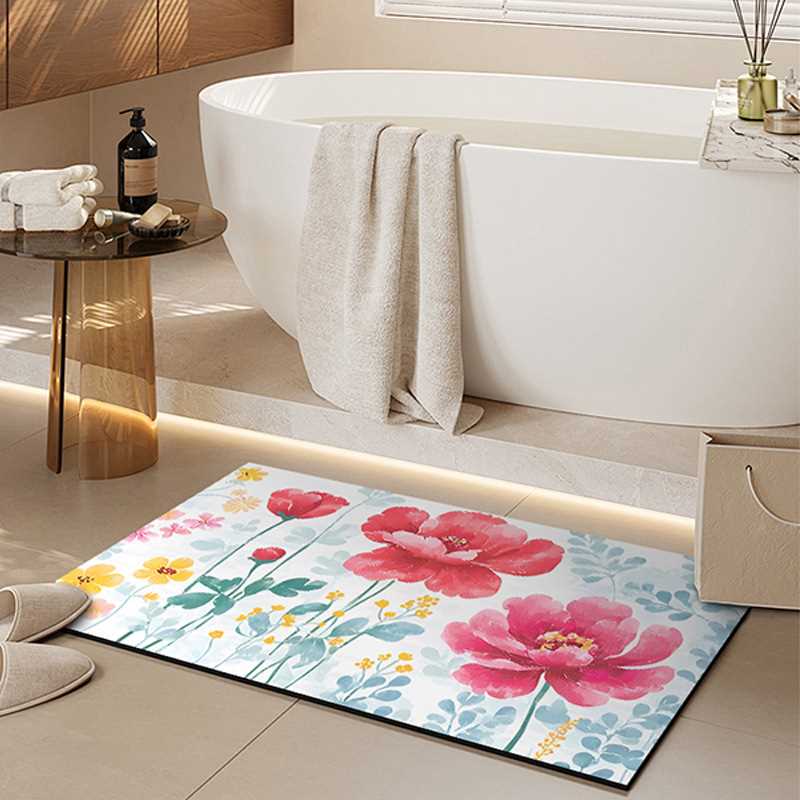 荷兰地垫春天吸水卫生间浴室卫浴硅藻进门垫耐脏防滑垫地垫泥浪漫