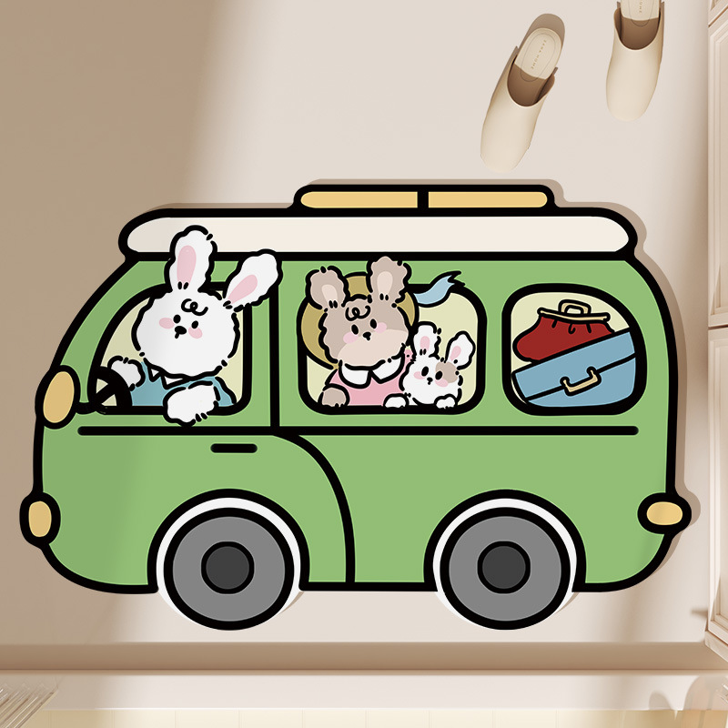 OnBuy巴士浴室垫泥地硅藻垫洗手间防滑地吸水速干卡通脚垫门口