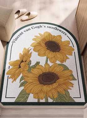 塞浦路斯风风地垫PVC土花丝蹭可入户脚垫玄关进门圈裁剪地毯向日