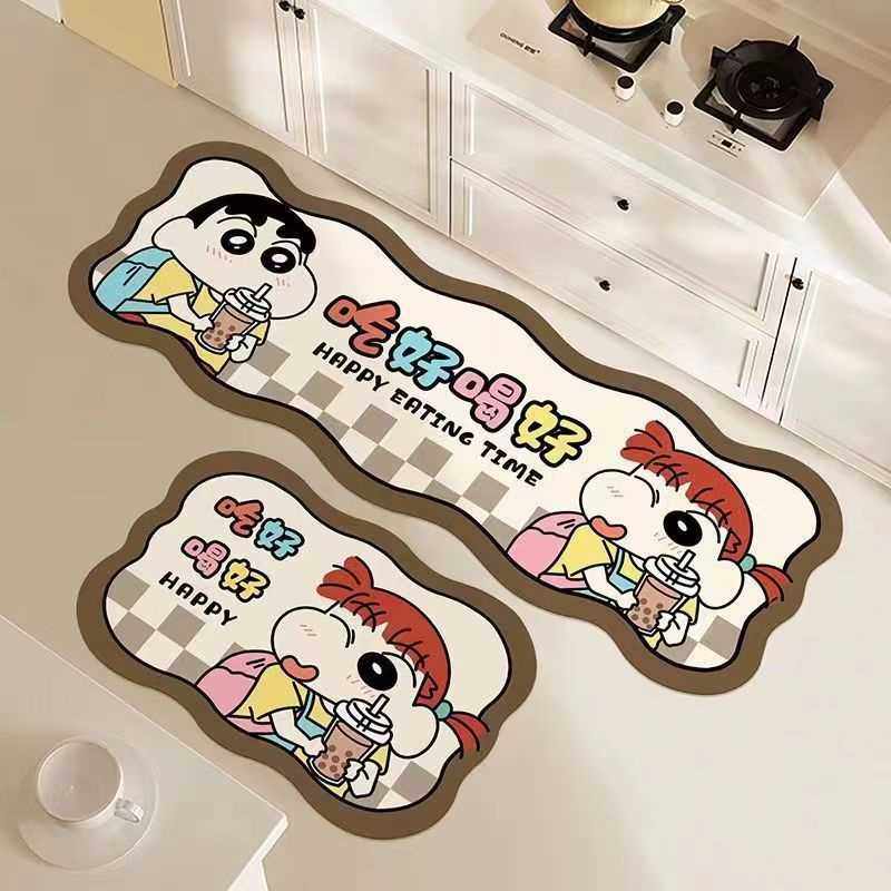 吸油速干泥防滑蜡笔小新文字吸水硅藻垫门浴室趣味耐脏垫厨房地垫