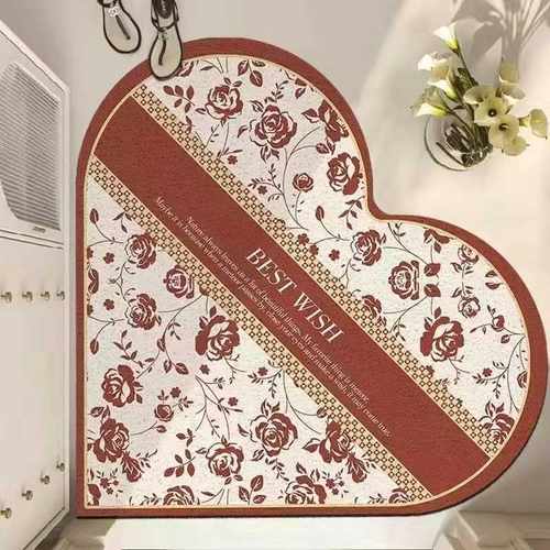 Newegg垫可土防滑垫心形pvc玄关地垫蹭红色结婚裁剪泥入户门丝圈