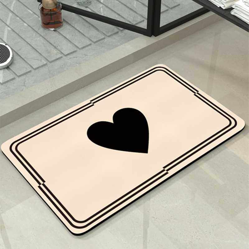 垫清新硅藻门口防滑吸水家用速干爱心卫生间耐磨泥浴室地毯耐脏小