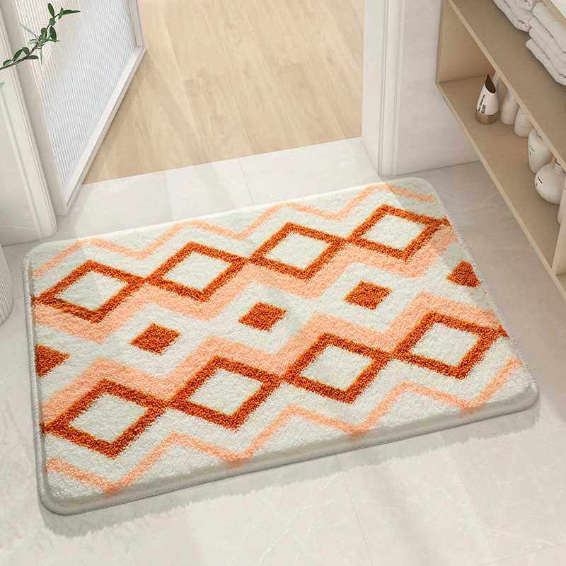 泰国亲肤舒适地垫易羊绒吸水卫生间跨境耐脏门口打理摩洛哥线条浴