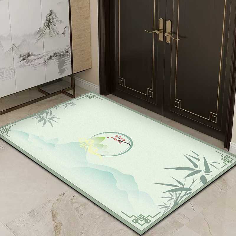 缅甸硅藻进门垫中国垫吸水吸水入户洗手台阳台浴室国风泥地垫风