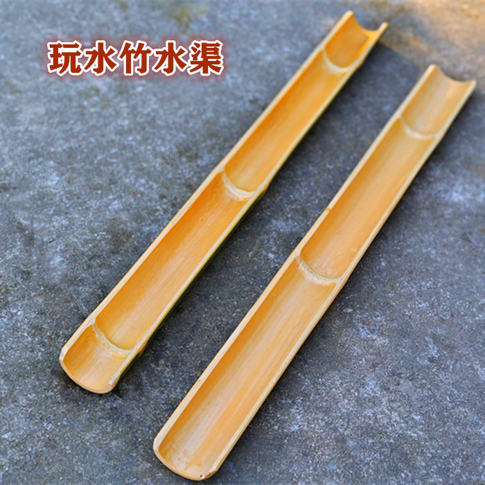沙水池搭建引流槽竹水管水渠diy