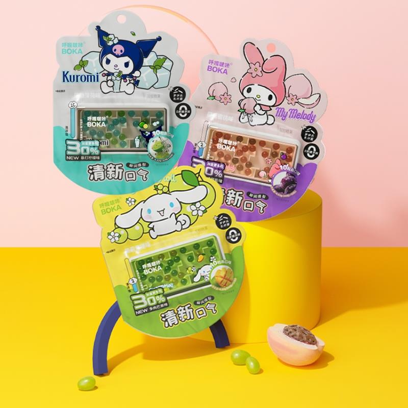 呼嘎啵咔双口味爆爆珠无糖薄荷清新口气口腔爆珠丸高颜值便携盒装