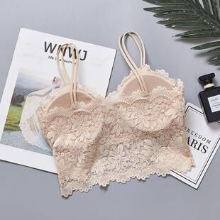 夏季 文胸小背心 女士美背蕾丝花边裹胸打底抹胸少女吊带防走光薄款