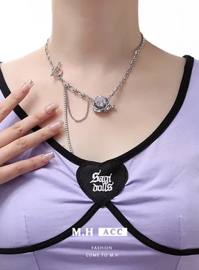 紫色冰川项链女新中式甜酷风清新时尚辣妹颈链锁骨链颈饰