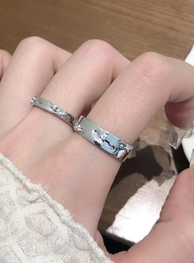 简约素圈开口戒指女ins轻奢小众设计高级感冷淡风潮酷粗宽食指戒