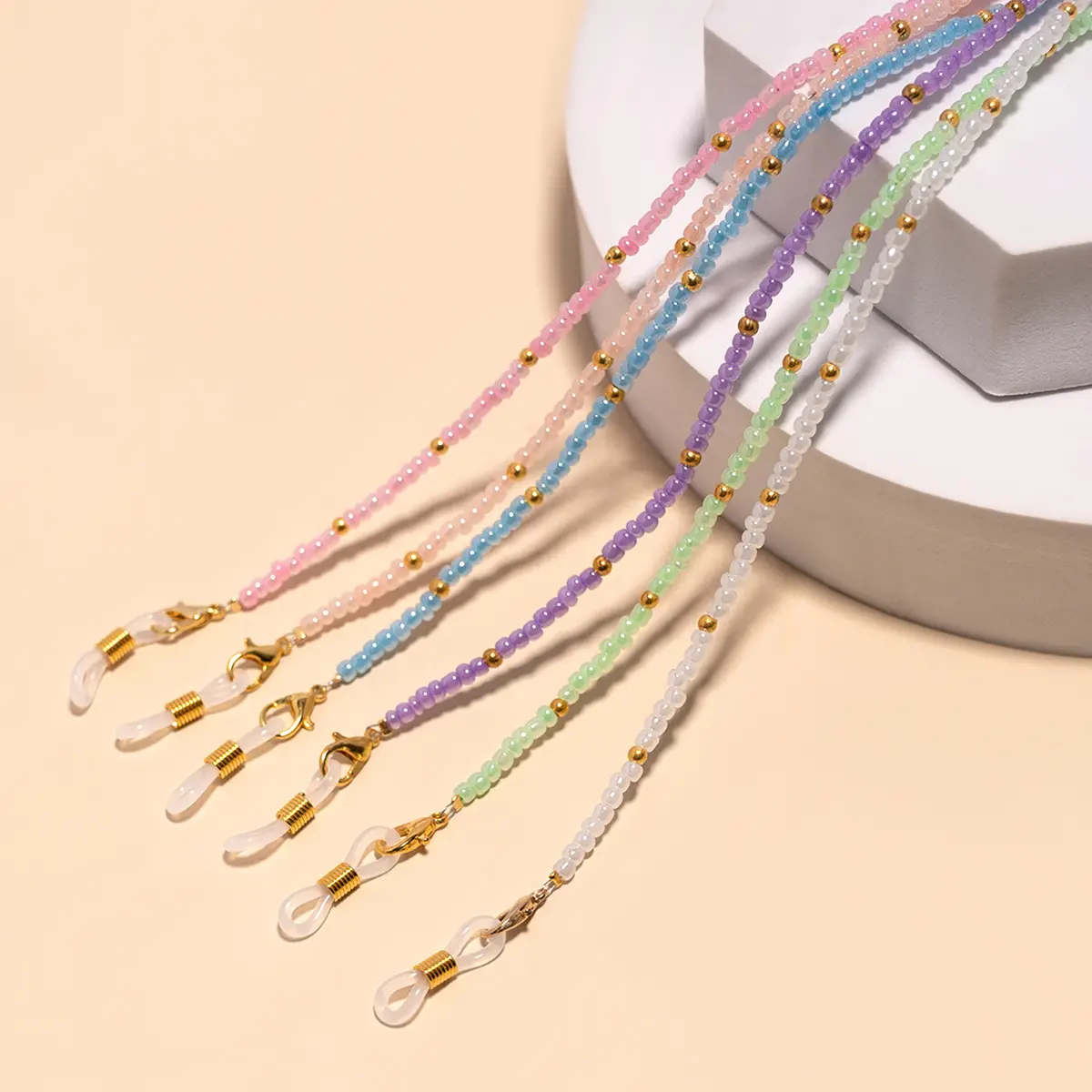 果冻色手工串珠眼镜链耳机口罩挂绳直销太阳墨镜配饰