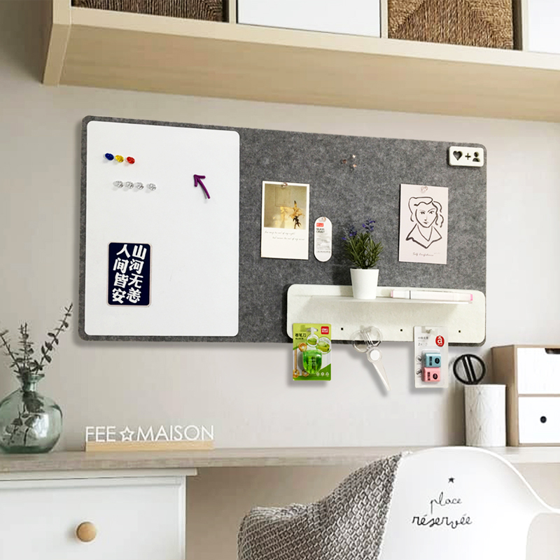 照片墙毛毡板留言板洞板软木w板磁白板墙贴幼儿园置物架免打孔相
