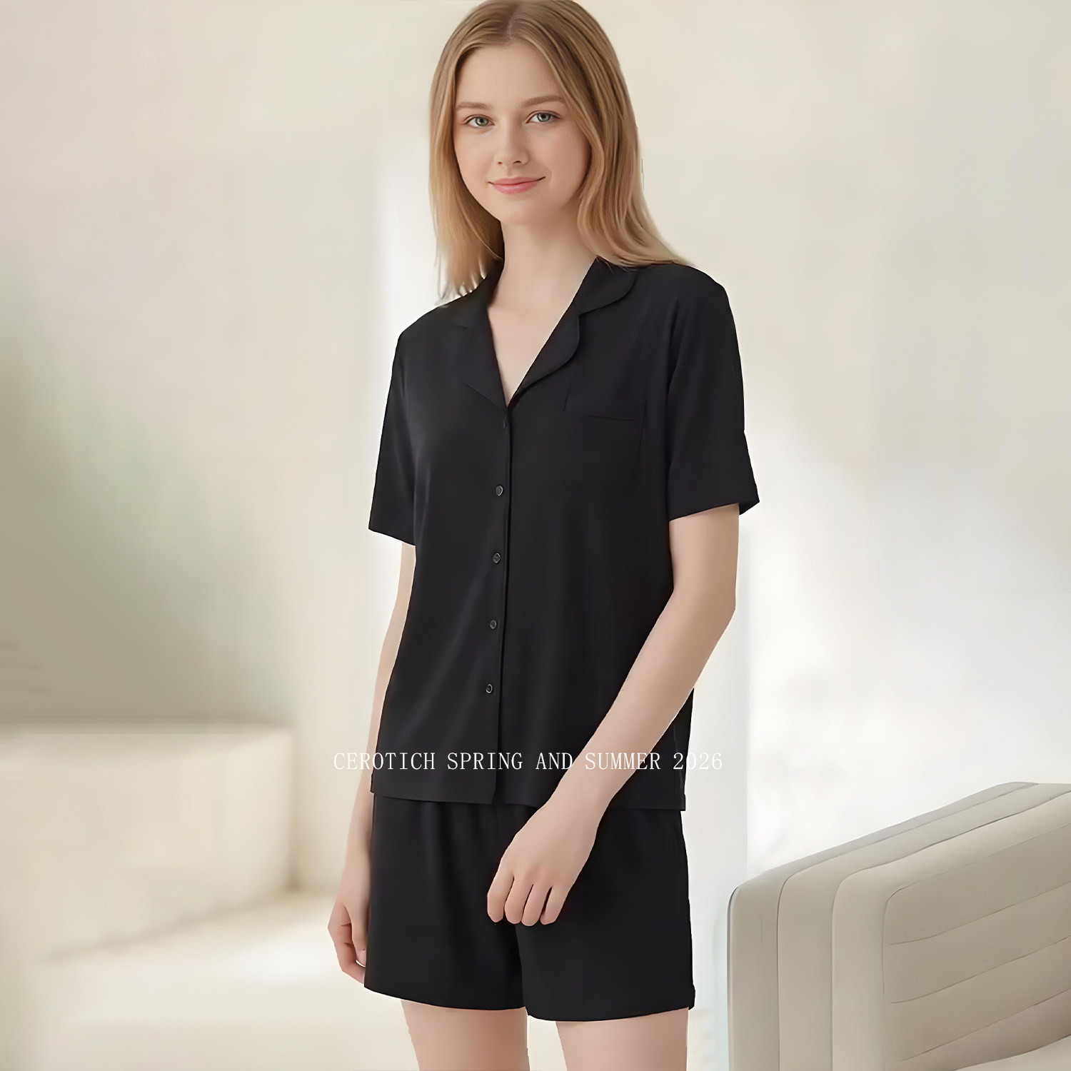 CEROTICH超柔软家居服套装睡衣女夏莱赛尔韩版宽松休闲开衫可外穿