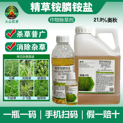 奥秋21.9%精草铵膦铵盐牛筋草小飞蓬精草铵磷果园杂草农药除草剂