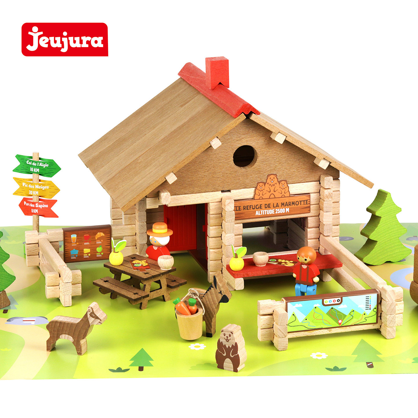 益智拼装驿站玩具实木房子榫卯