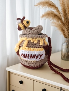 成品手工编织蜂蜜罐子毛线钩针玩偶礼物送女友手机包斜挎包可爱潮