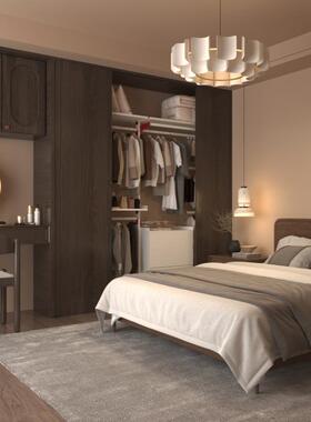 舍尔弗模组化功能衣柜全屋定制白色金属简约现代衣帽间可定制投影