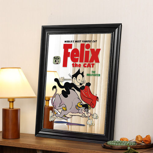 菲利克斯猫Felix the Cat主题装饰画斗牛复古动漫挂画卧室壁画