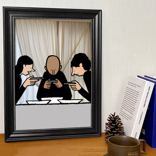 jean jullien让朱利安卡通个性镜子装饰画客厅餐厅趣味艺术挂画