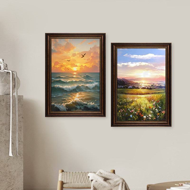 简约现代太阳升起日出东方装饰画客厅墙上唯美风景挂画玄关墙壁画