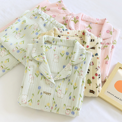 女款月子服秋冬夹棉孕妇睡衣