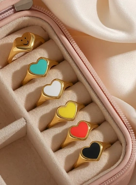 法式ins欧美夸张个性新款黑色滴油不锈钢电镀18k设计戒指女