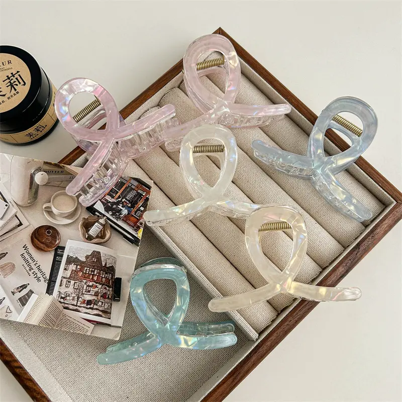 极简贝母抓夹人鱼姬又字后脑勺盘发夹马尾夹气质简约发饰夹子