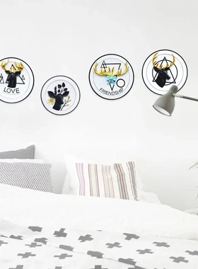 如果创意款麋鹿森林沙发背景墙壁挂直销树脂工艺挂钩装饰