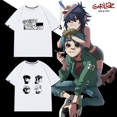 街头霸王Gorillaz乐队短袖T恤男女情侣美式卡通高街风摇滚ins半袖