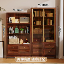 纯实木书柜适宜家用收纳储物柜子茶具柜客厅卧室通用玻璃门柜官方