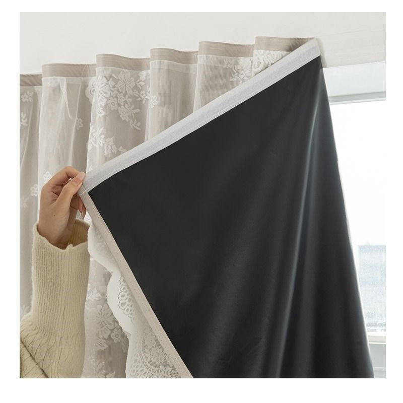 全遮光窗帘卧室飘窗免打孔安装魔术贴遮挡小窗户短帘隔Y热法式双,居家布艺,成品窗帘,淘宝优惠券,粉丝福利购,淘宝优惠卷