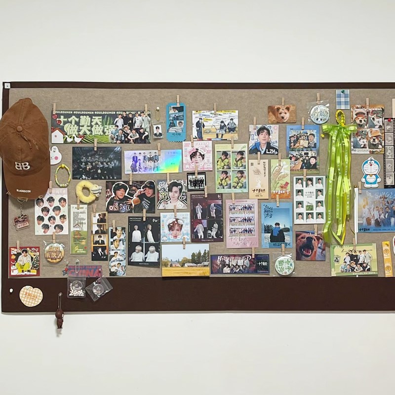 毛毡板收纳墙贴照片墙免打孔留言板软木H板挂墙展示板墙面装饰自