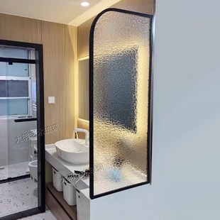 半墙卫生间超白油画水波纹钢化艺术玻F璃隔断屏风厕所卫浴室洗手