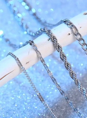 热销18k金多样钛钢项链蛇骨链十字链麻花链不锈钢锁骨链饰品