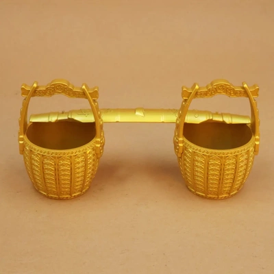 元宝一桶金摆件中式小水桶聚宝盆家用客厅装饰品沙金元宝桶摆件