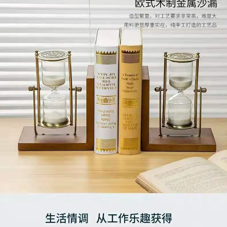 复古木头摆件高级感旋转木质沙漏 时间创意刷牙半小时沙漏计时器