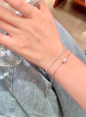 双层星星锆石极简手链女ins风轻奢小众个性时尚可调节手饰