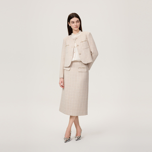 HiSaily秋季新款粗呢小香风套装裙两件套女高级感外套短款上衣