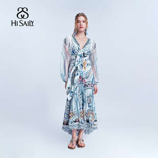 新款 HiSaily海莎莉25夏季 镶钻连衣裙女高端轻奢 100%桑蚕丝