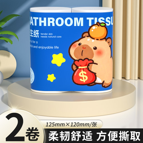 双卷260克卷纸卫生纸厕纸实惠装家用卷筒纸加厚多层无芯手纸巾