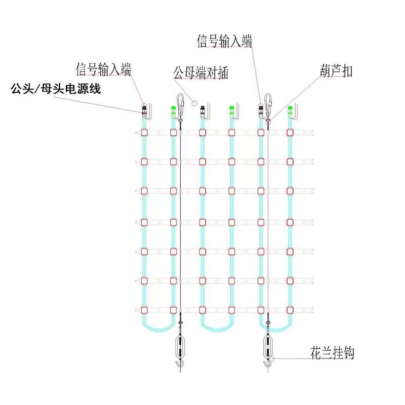 led点光源屏户外防水软屏P100网格屏P55炫彩点阵屏led天幕网状灯