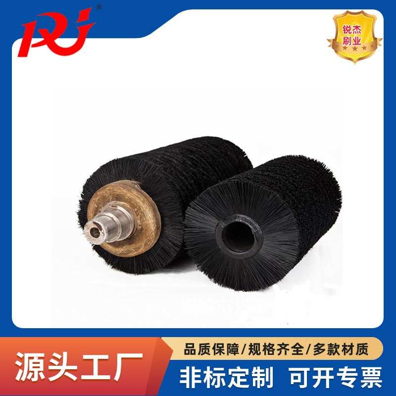工业用空心滚筒刷 除尘清洗机械用毛刷轮圆刷不锈钢轴毛刷辊
